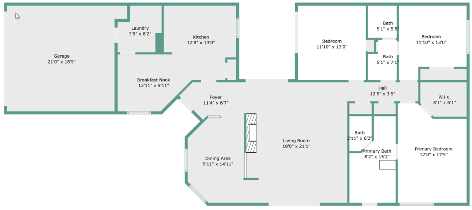 Standard Floorplan With room measurements.