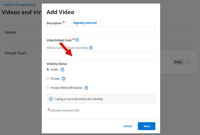 How to paste your embed code on ARMLS.