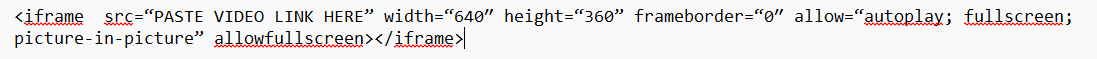 iframe code sample.