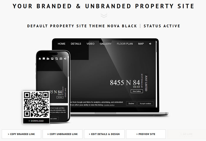 Property Website QR Code location.