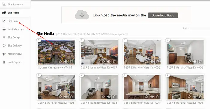 How to changed the captions for each image on your dedicated property website.